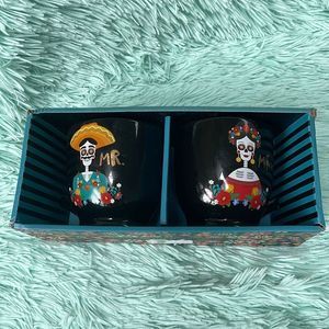 Mr and Mrs day of the dead ceramic coffee mugs 20 oz